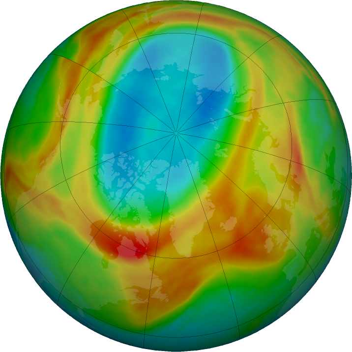 Arctic ozone map for 08 March 2020